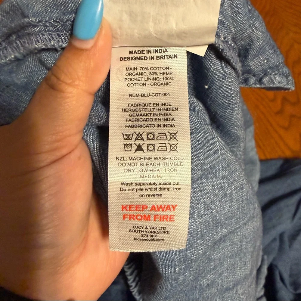 Lucy & Yak Rumi Cargo Denim Balloon Pants UK 24 or US 20 Elastic Waist Pull-on - Picture 9 of 15